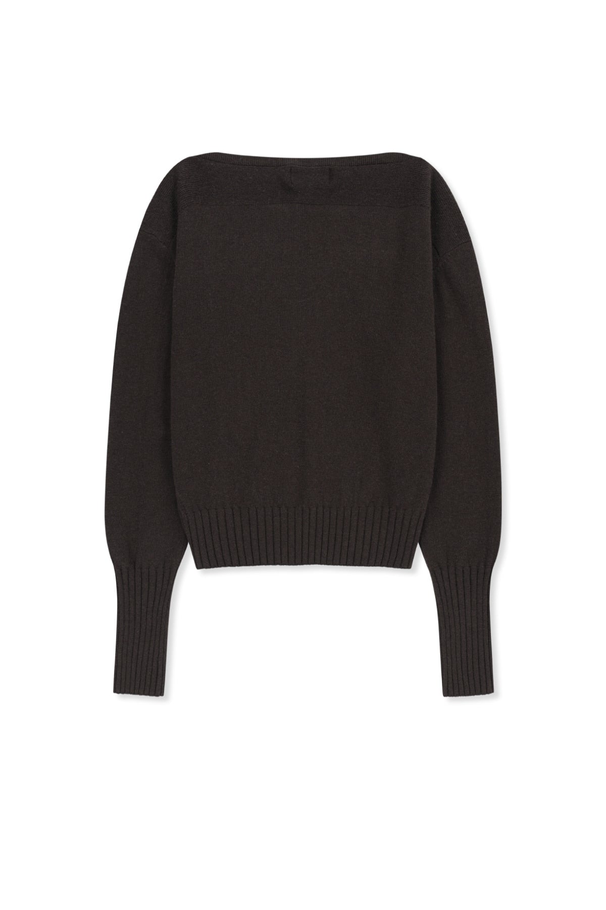 Matin Kim - Boat Neck Volume Sleeve Knit Pullover (Brown) product image 2 | TRAB K-Fashion Australia
