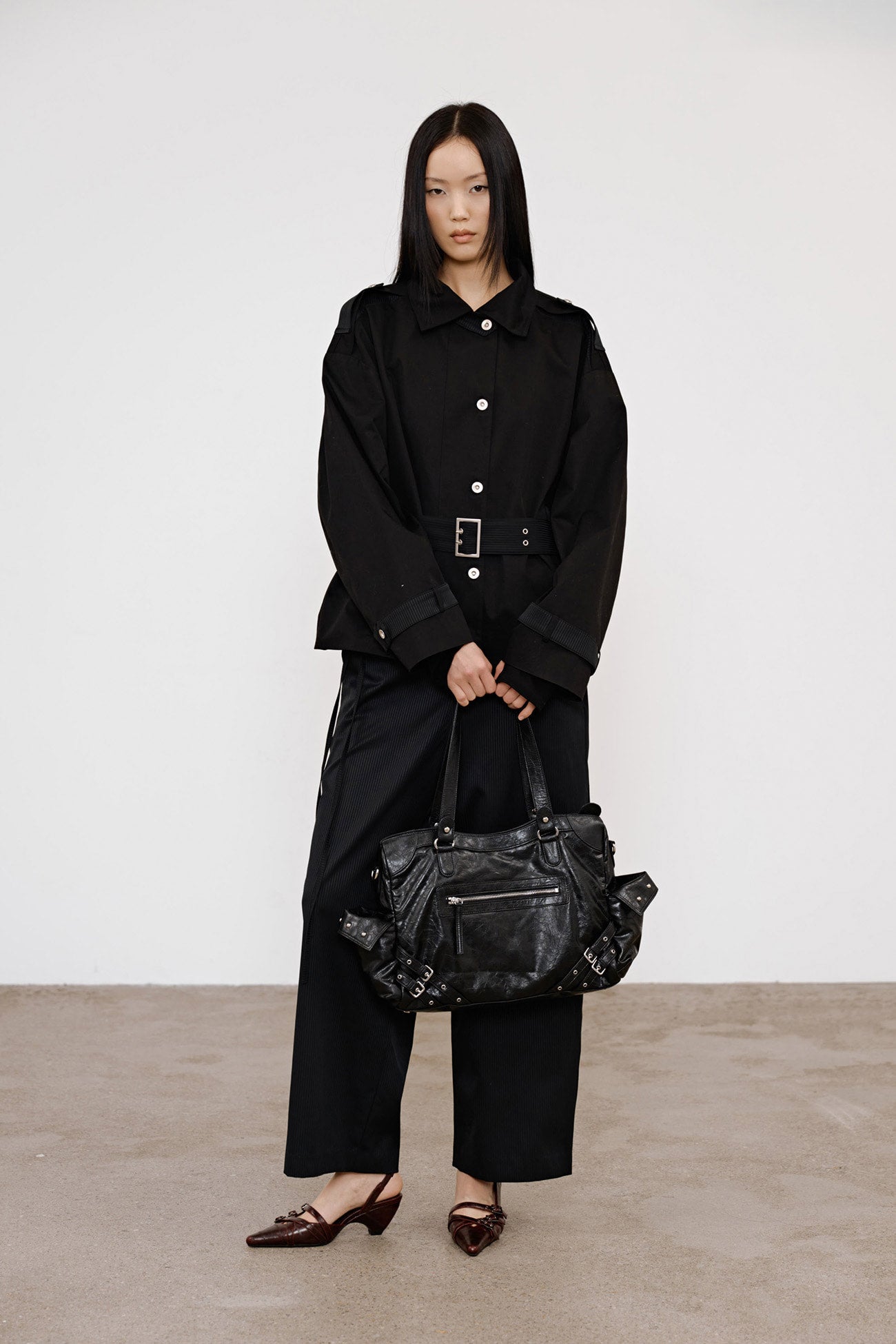 Deinet - Buckle Point Trench Jacket (Black) product image 5 | TRAB K-Fashion Australia