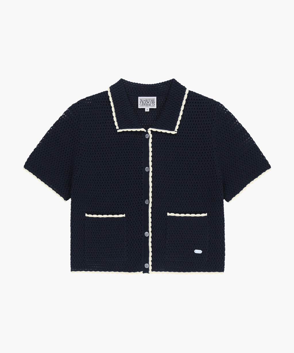 Marithe & Francois Girbaud - Crochet Half Knit Cardigan (Navy) product image 6 | TRAB K-Fashion Australia