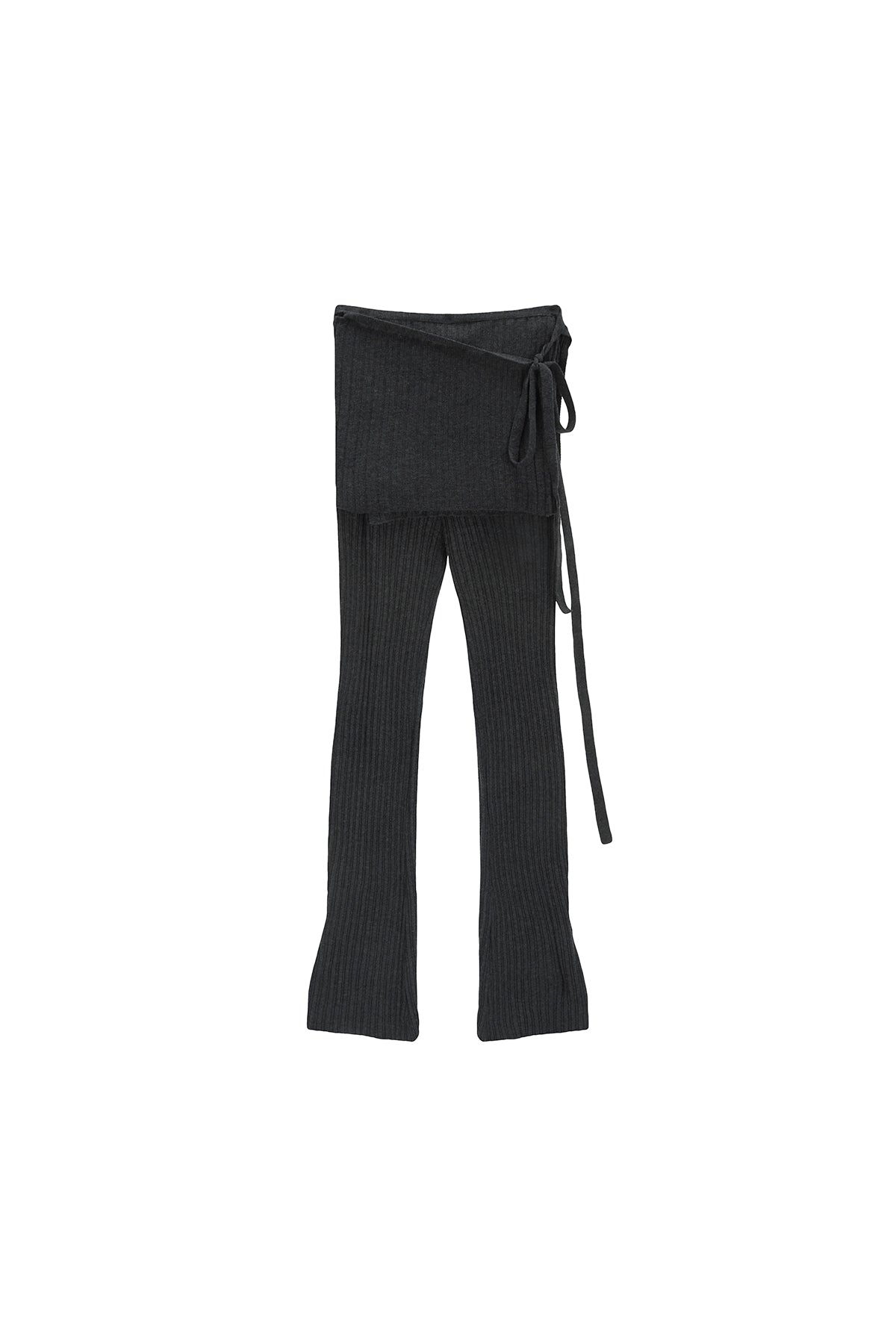 Matin Kim - Layered Knit Boots Cut Pants (Charcoal) product image 5 | TRAB K-Fashion Australia