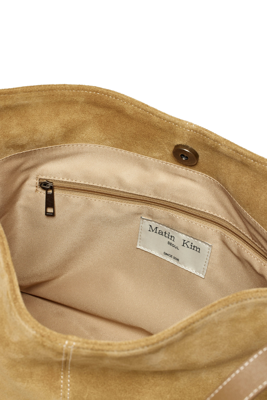 Matin Kim - Two Way Strap Suede Leather Bag (Beige) product image 4 | TRAB K-Fashion Australia