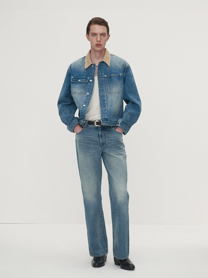 Tonywack - Corduroy Collar Denim Work Jacket (Washed Blue) product image 3 | TRAB K-Fashion Australia