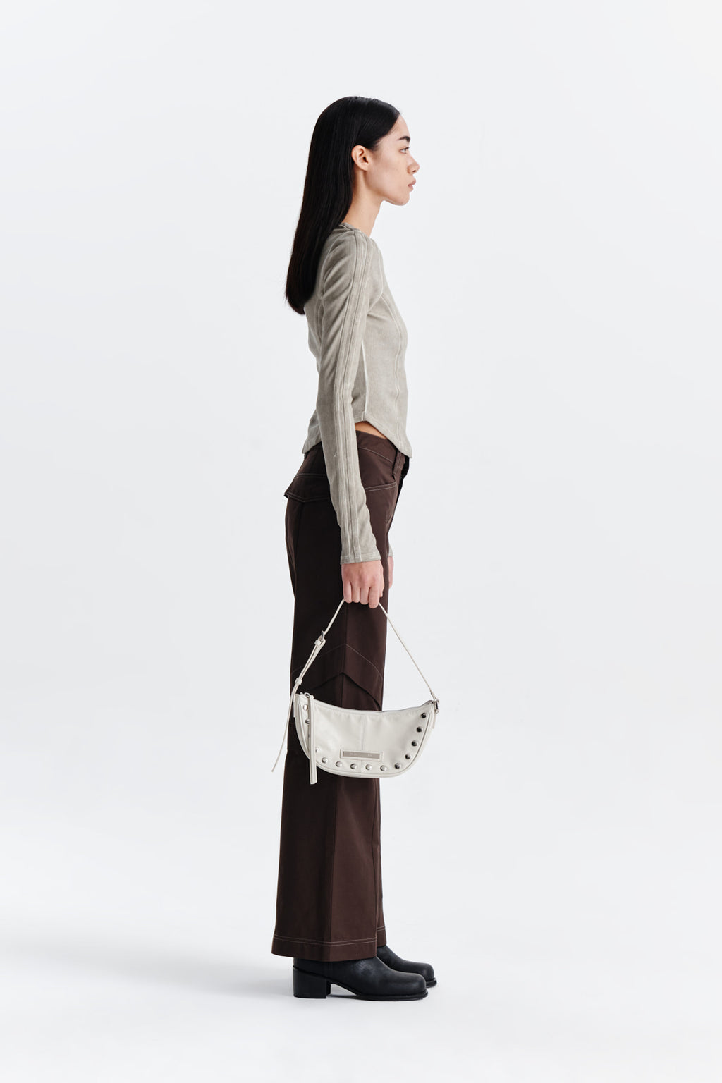 Matin Kim - Knee Point Tuck Wide Pants (Brown) product image 6 | TRAB K-Fashion Australia