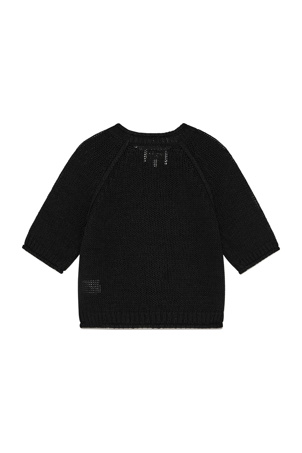 Matin Kim - Three Quarter Sleeve Logo Knit Pullover (Black) product image 2 | TRAB K-Fashion Australia