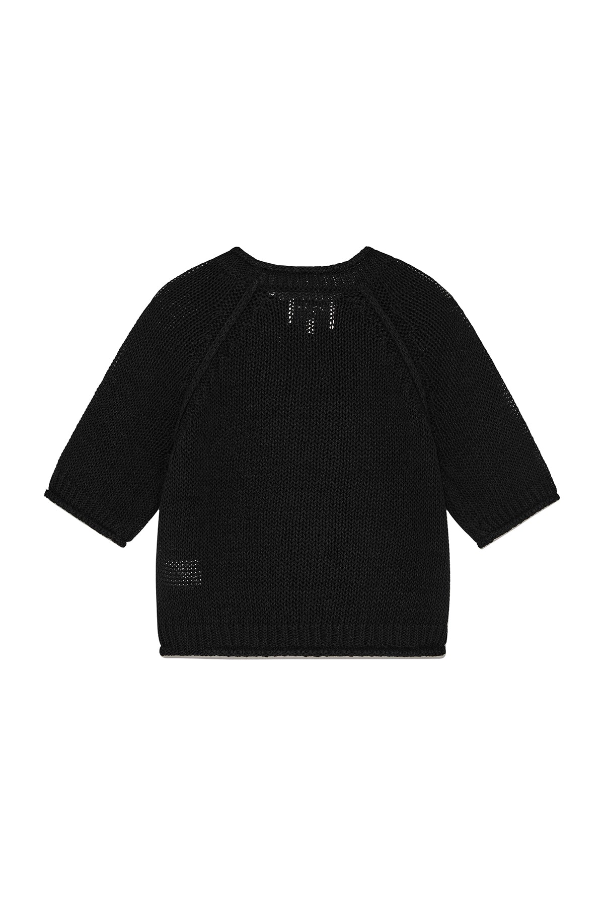 Matin Kim - Three Quarter Sleeve Logo Knit Pullover (Black) product image 2 | TRAB K-Fashion Australia