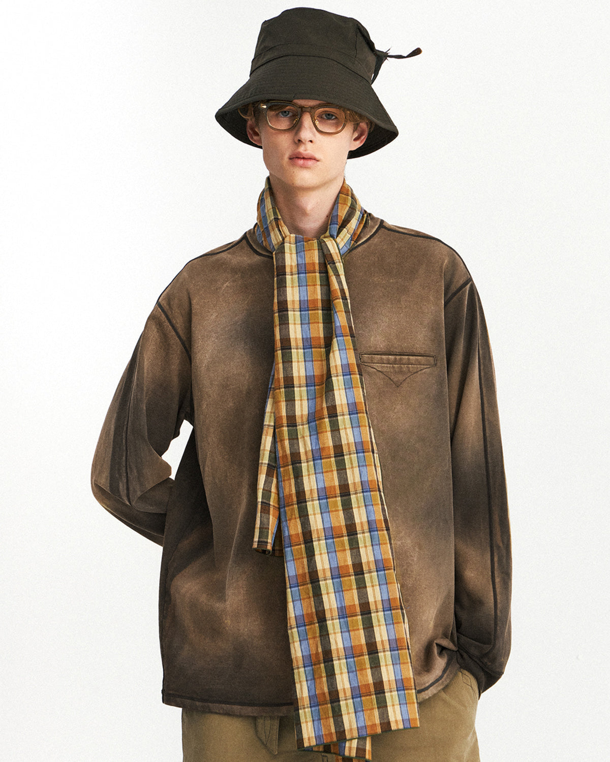 Eastlogue - Bleached Cpo L.s T-shirts (Olive) product image 3 | TRAB K-Fashion Australia