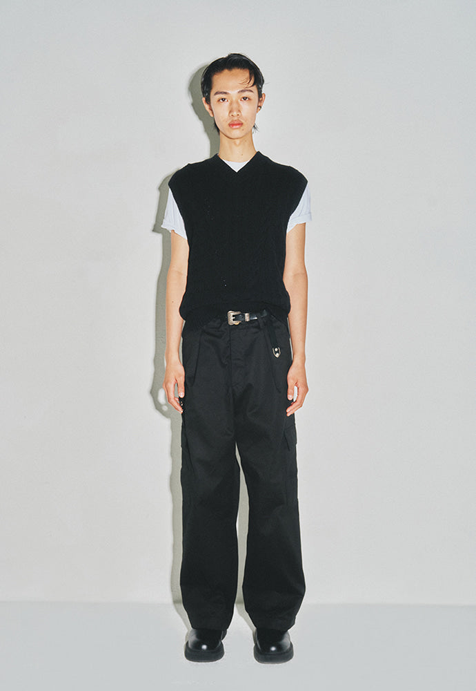 Tonywack - Cotton Twist V-Cable Knit Vest (Black) product image 3 | TRAB K-Fashion Australia