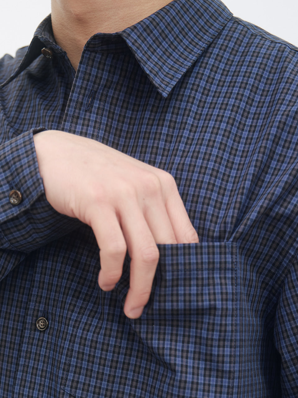 Kijun - Soft Check Shirt (Navy) product image 7 | TRAB K-Fashion Australia