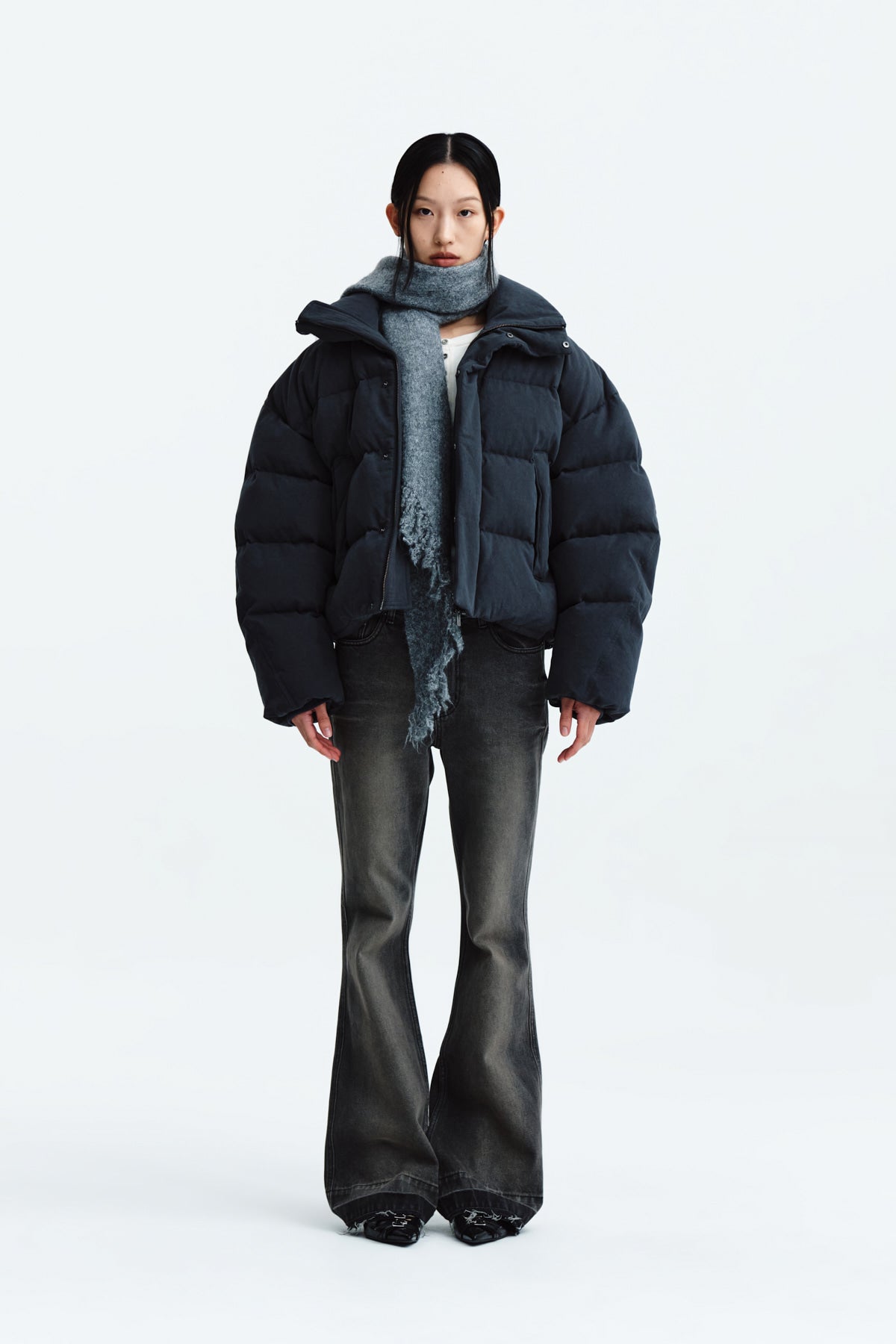Matin Kim - Cotton Washed Puffer Duck Down Jumper (Charcoal) product image 6 | TRAB K-Fashion Australia