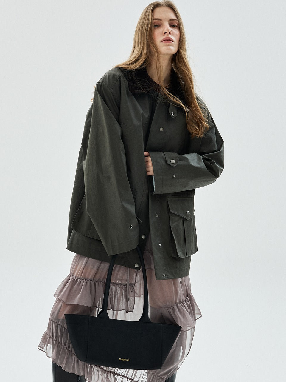 Mardi Mercredi - Coated Work Jacket (Khaki) product image 1 | TRAB K-Fashion Australia