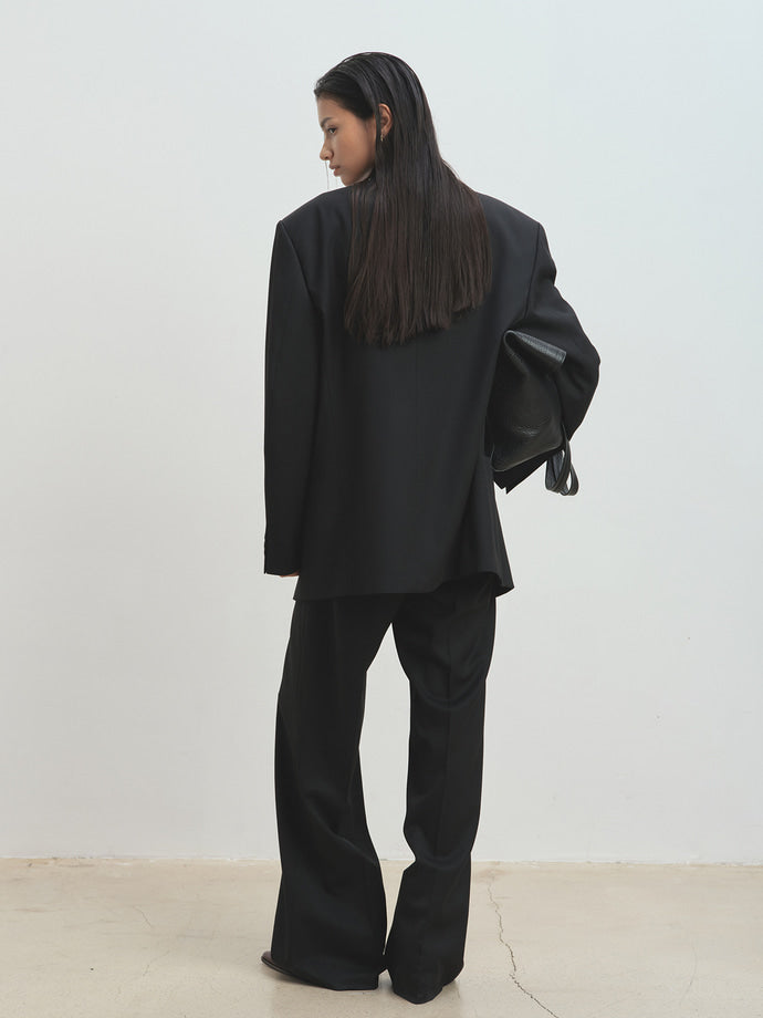Tonywack - Wool Twill Wide-Leg Pleated Trousers (Black) product image 3 | TRAB K-Fashion Australia