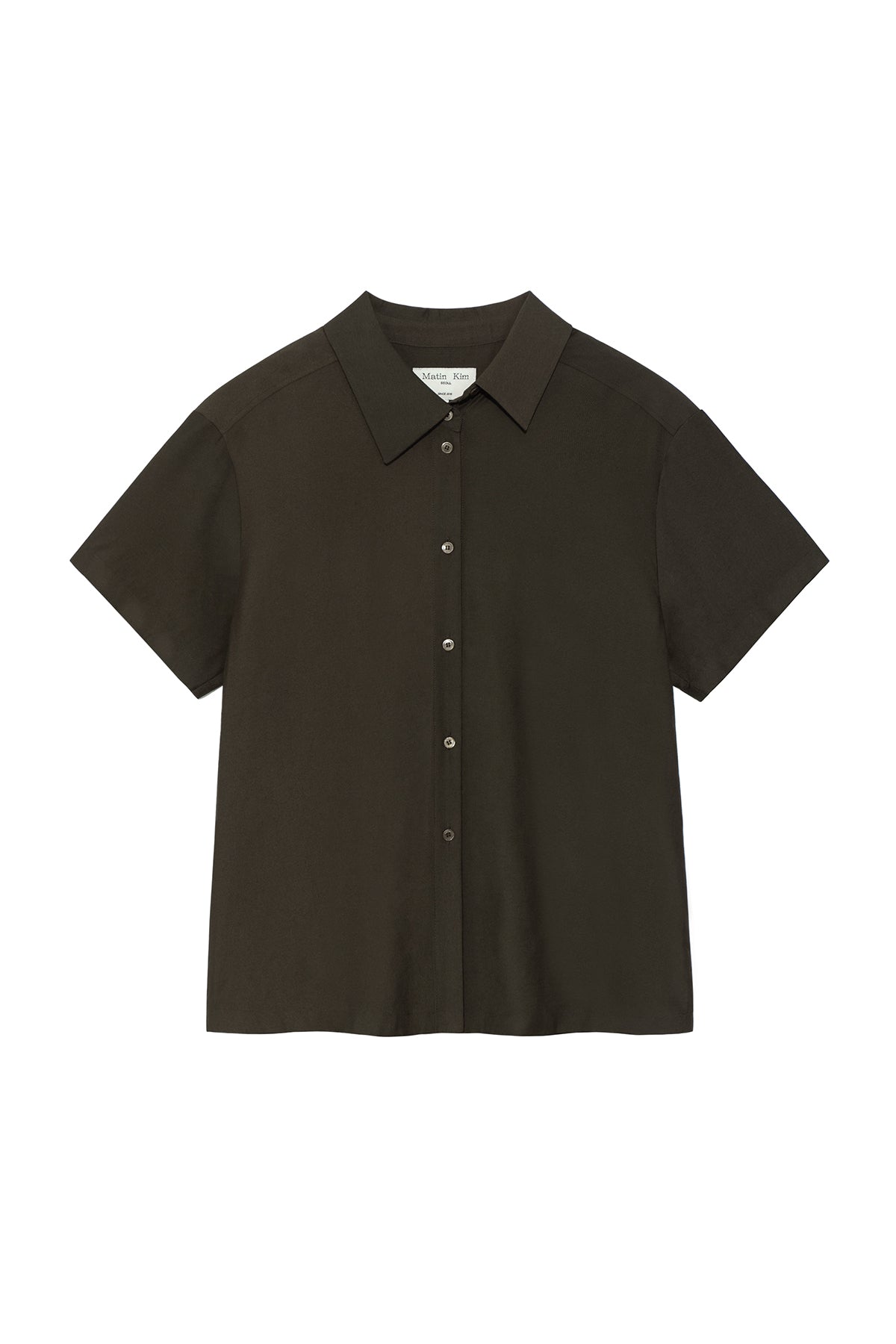 Matin Kim - Unbalance Collar Half Shirt (Khaki Brown) product image 1 | TRAB K-Fashion Australia