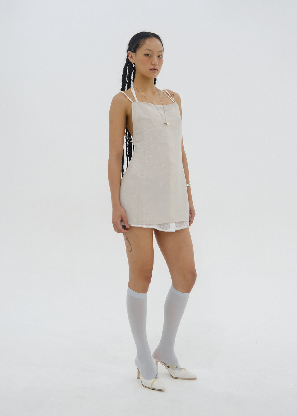 Hyein Seo - Double Layer Slip Dress (Fog Green) product image 2 | TRAB K-Fashion Australia
