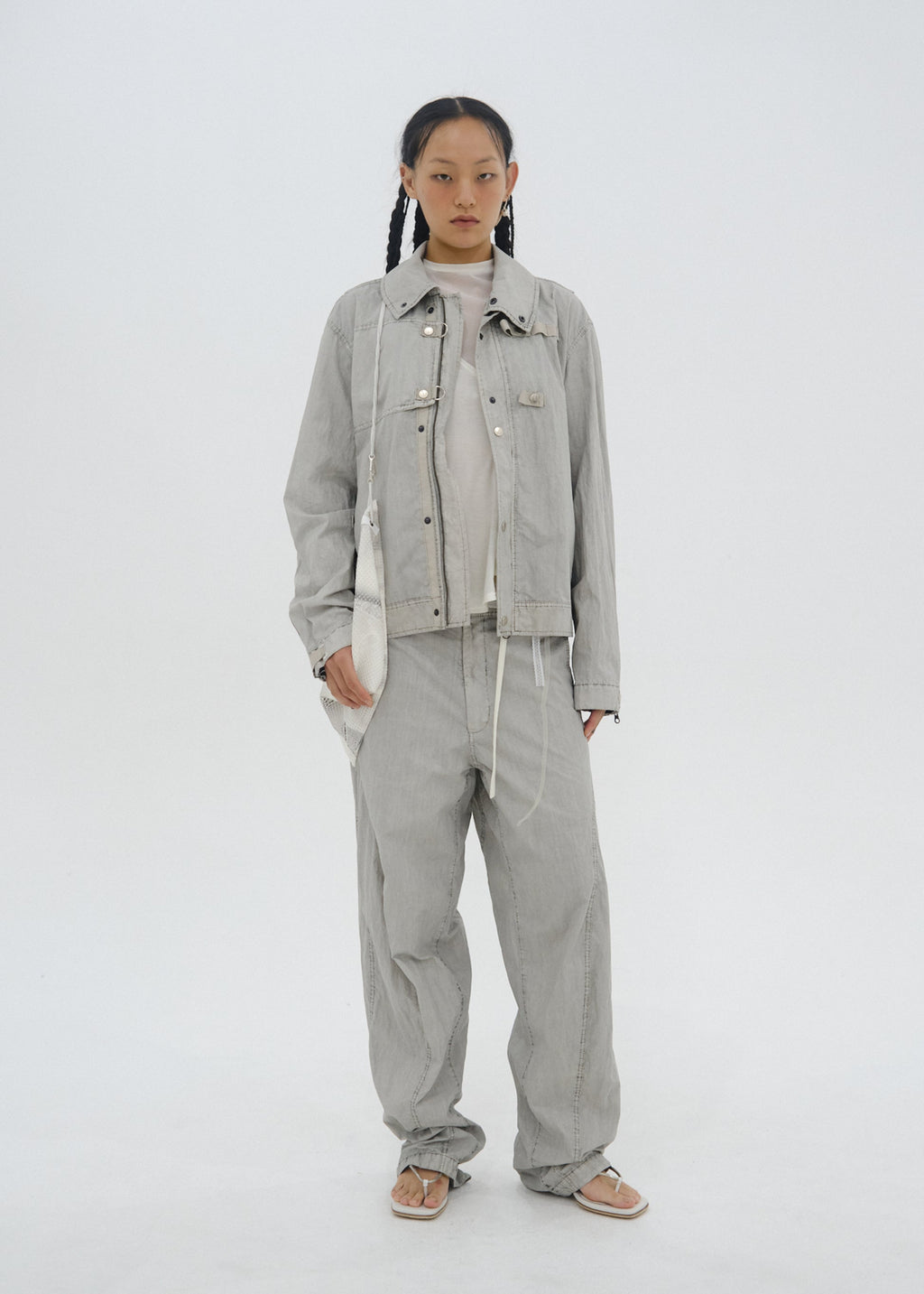 Hyein Seo - Bent Trouser w/ Belt (Moon Grey) product image 2 | TRAB K-Fashion Australia