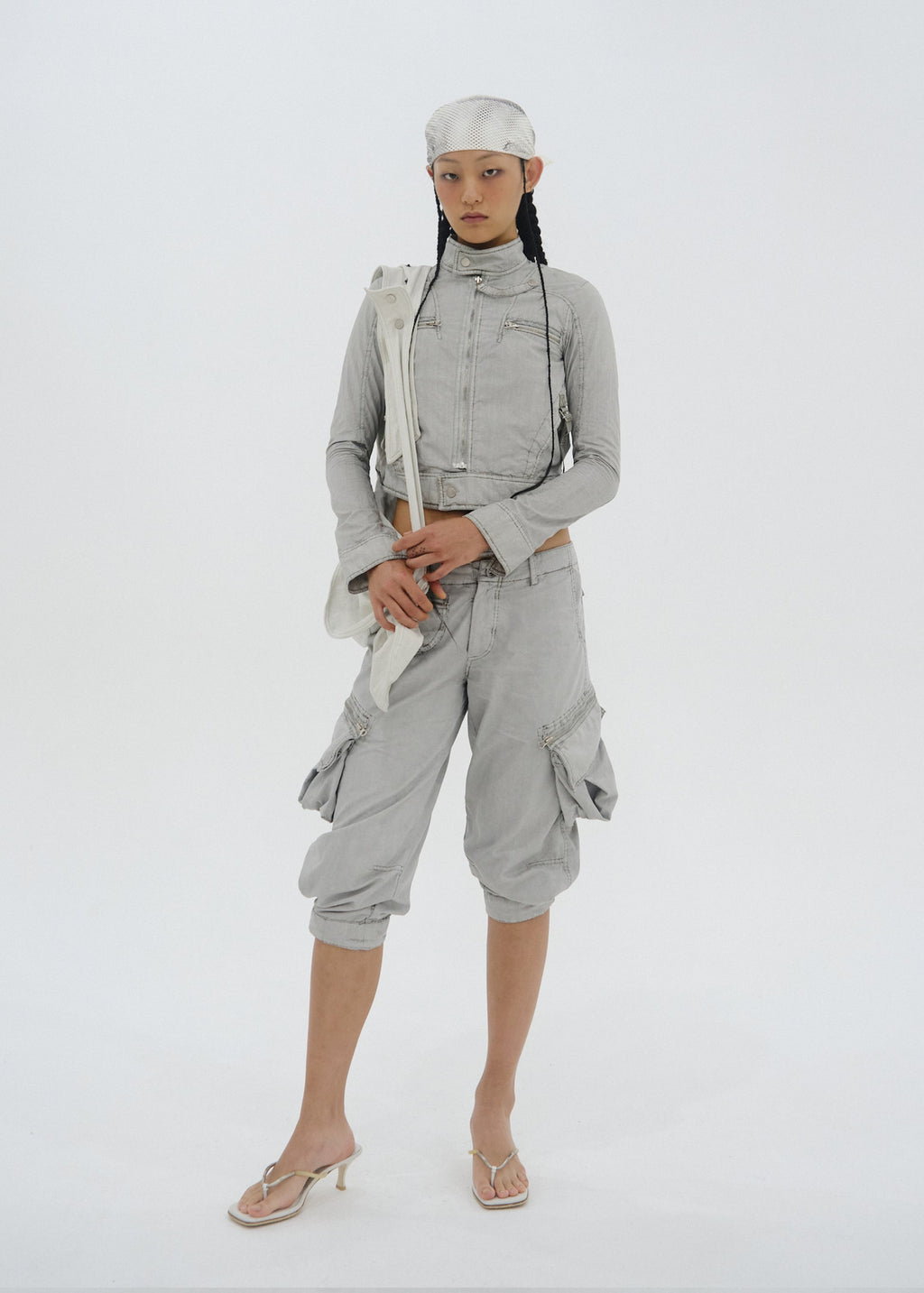 Hyein Seo - Dyed Moto Jacket (Moon Grey) product image 2 | TRAB K-Fashion Australia
