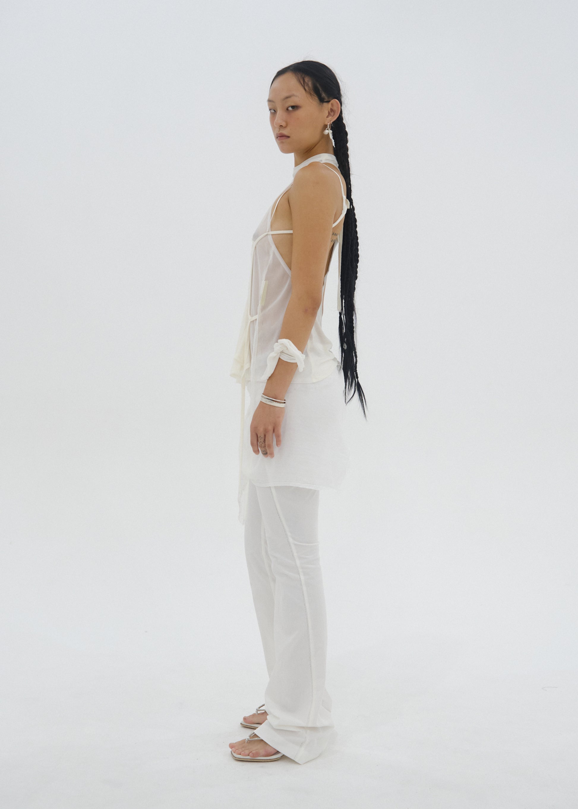 Hyein Seo - Tie Scarf Pants (White) product image 2 | TRAB K-Fashion Australia