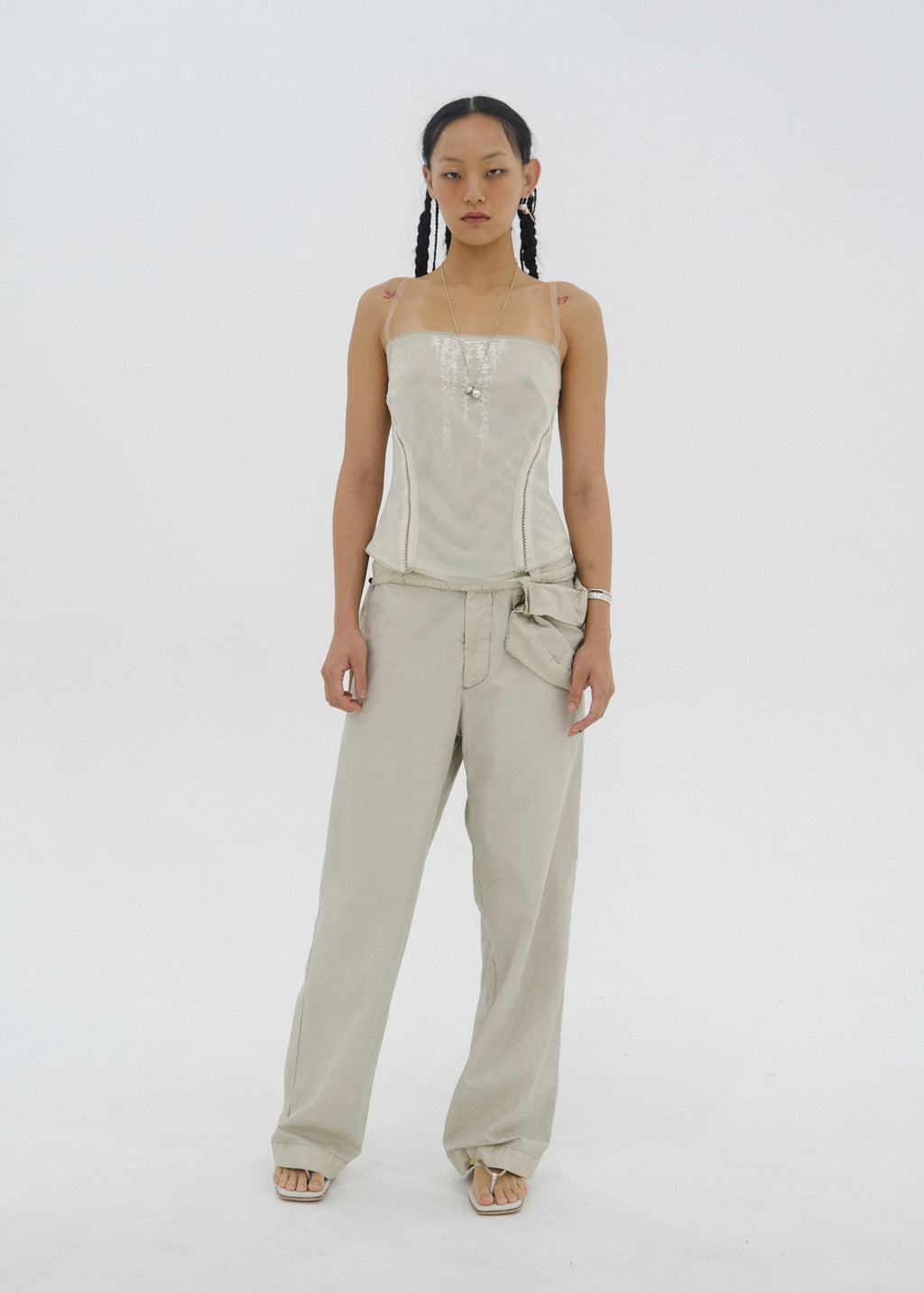 Hyein Seo - Cotton Pants w/ Waist Bag (Greige) product image 2 | TRAB K-Fashion Australia