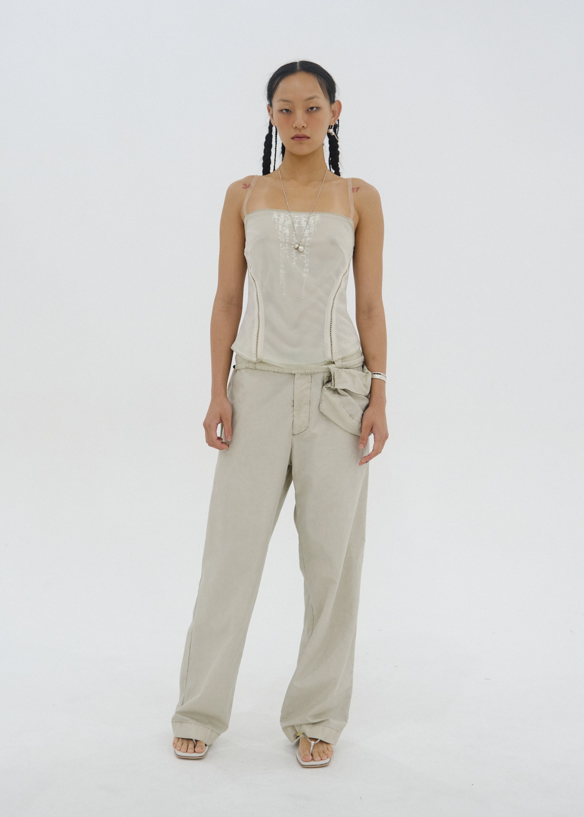 Hyein Seo - Cotton Pants w/ Waist Bag (Greige) product image 2 | TRAB K-Fashion Australia