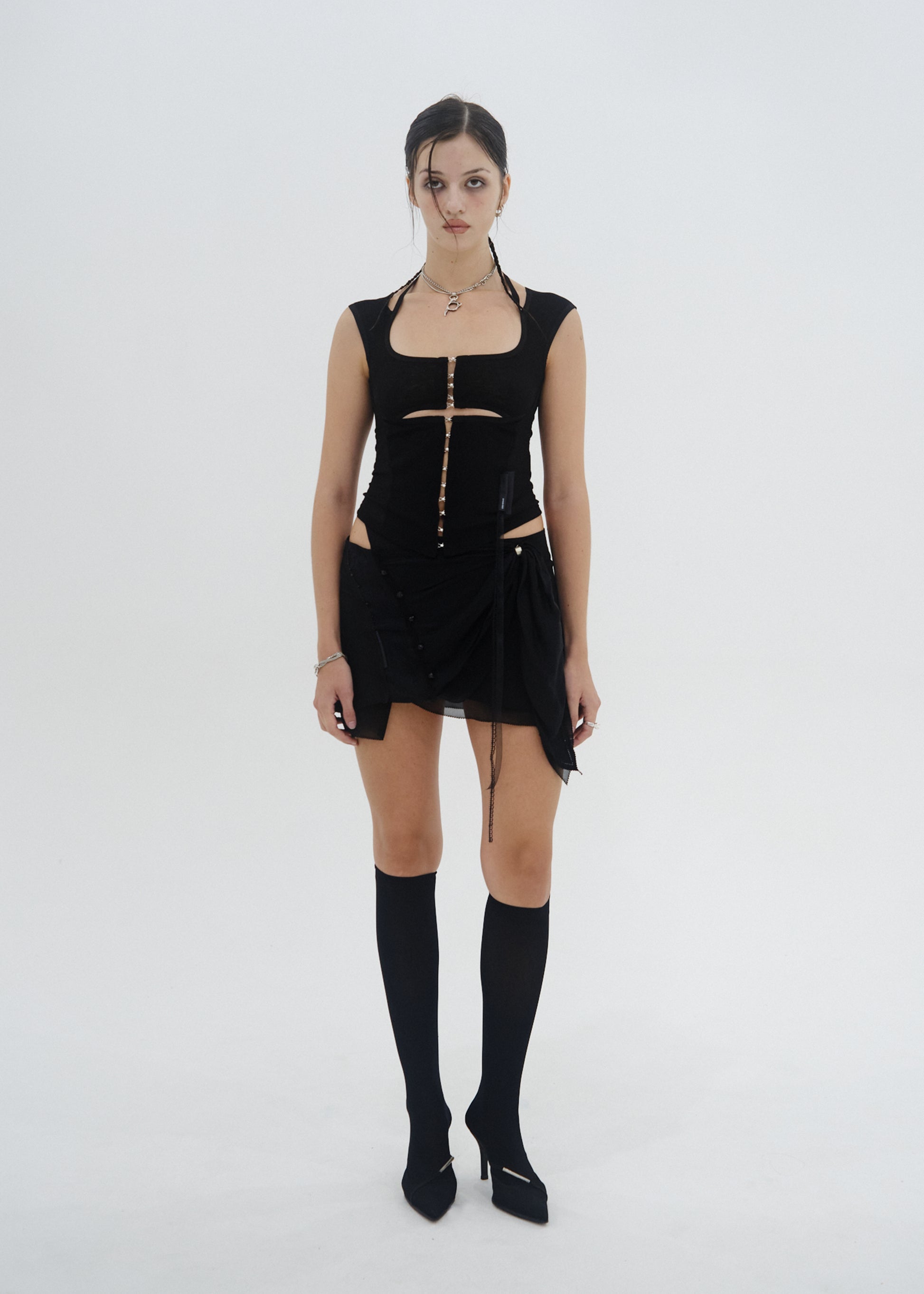 Hyein Seo - Tied Mini Skirt (Black) product image 2 | TRAB K-Fashion Australia