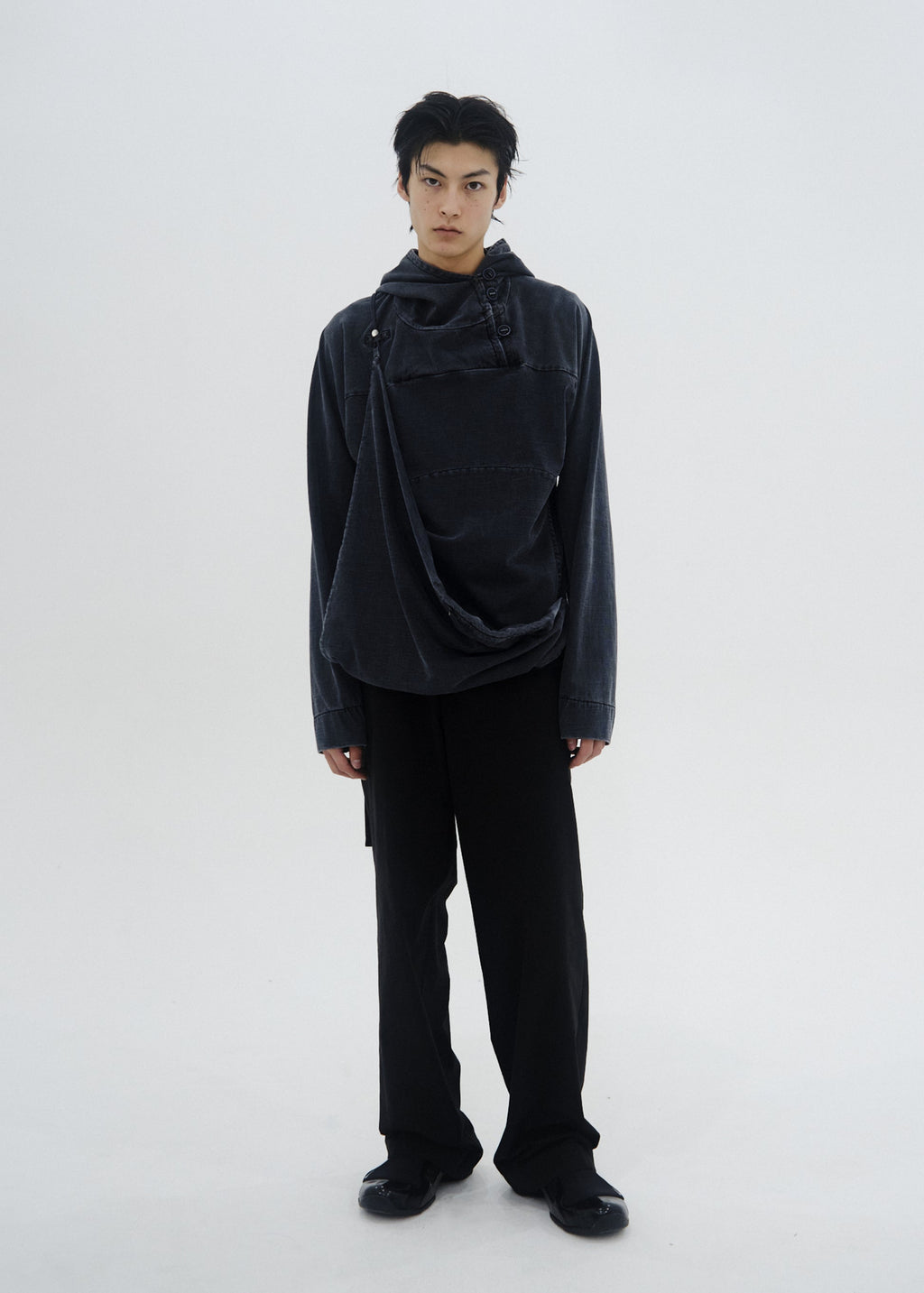 Hyein Seo - Dyed Scarf Bag Hoodie (Charcoal) product image 4 | TRAB K-Fashion Australia