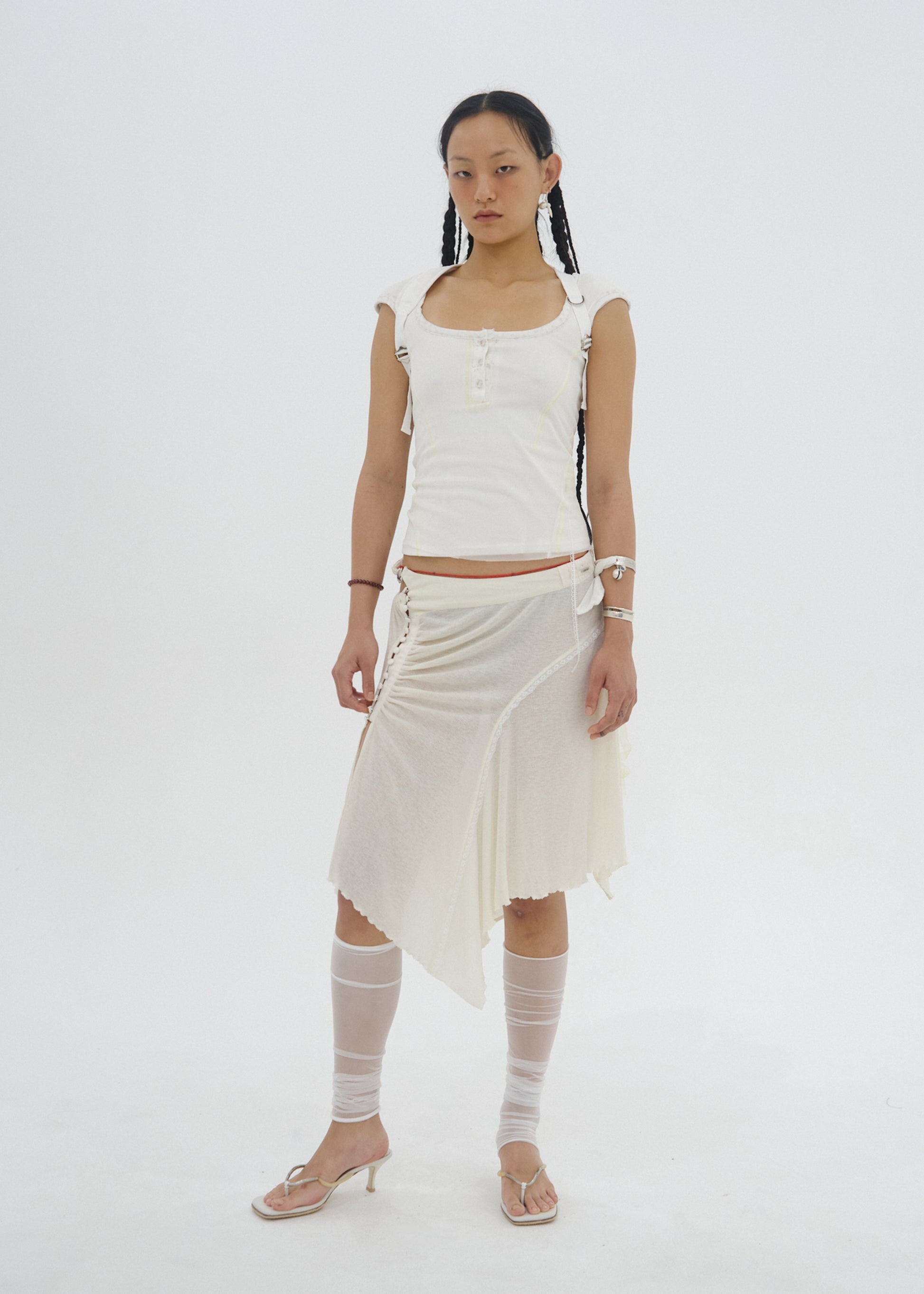 Hyein Seo - Henley Top w/ Back Strap (White) product image 2 | TRAB K-Fashion Australia