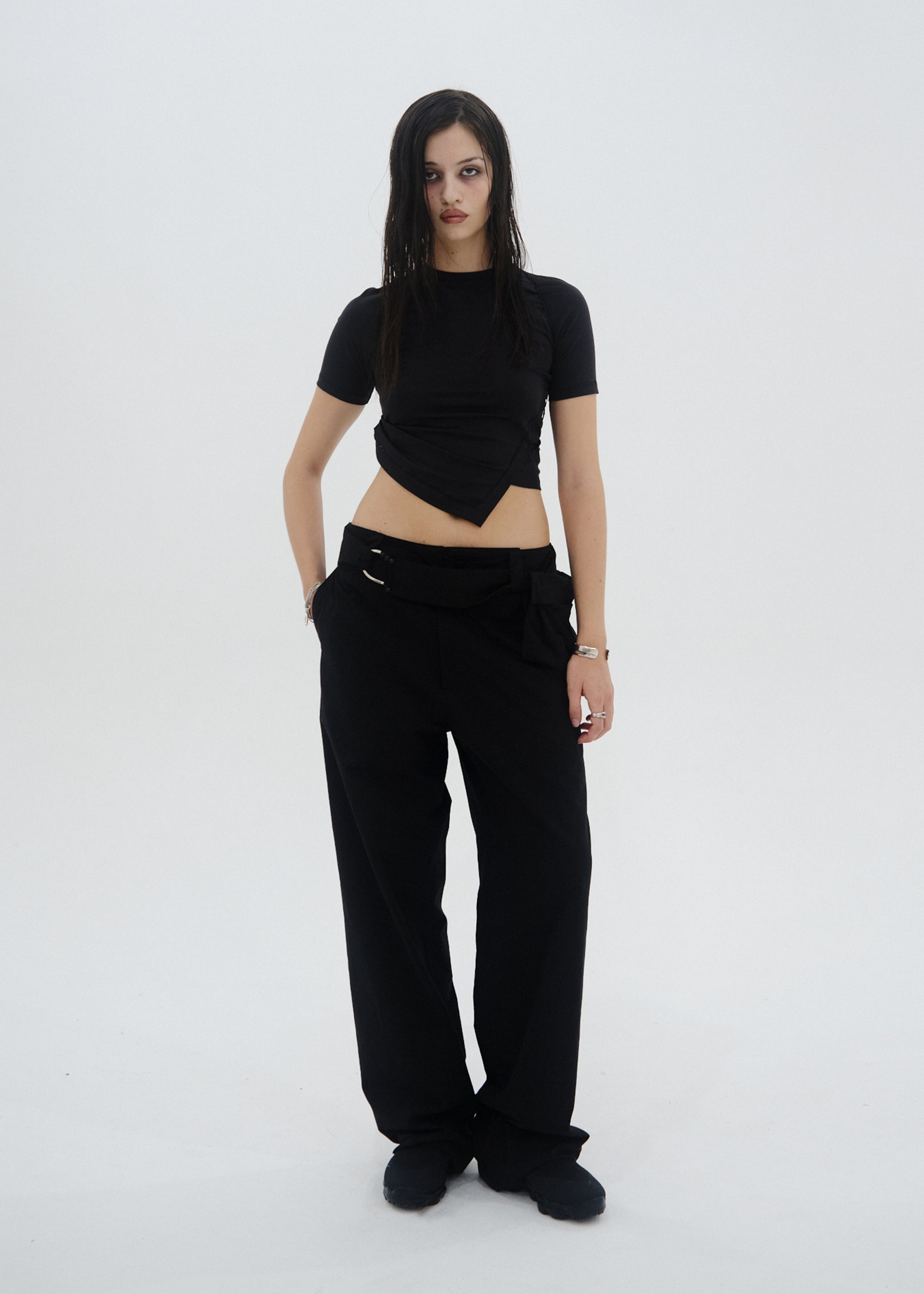 Hyein Seo - Hemstitch Crop Top (Black) product image 4 | TRAB K-Fashion Australia
