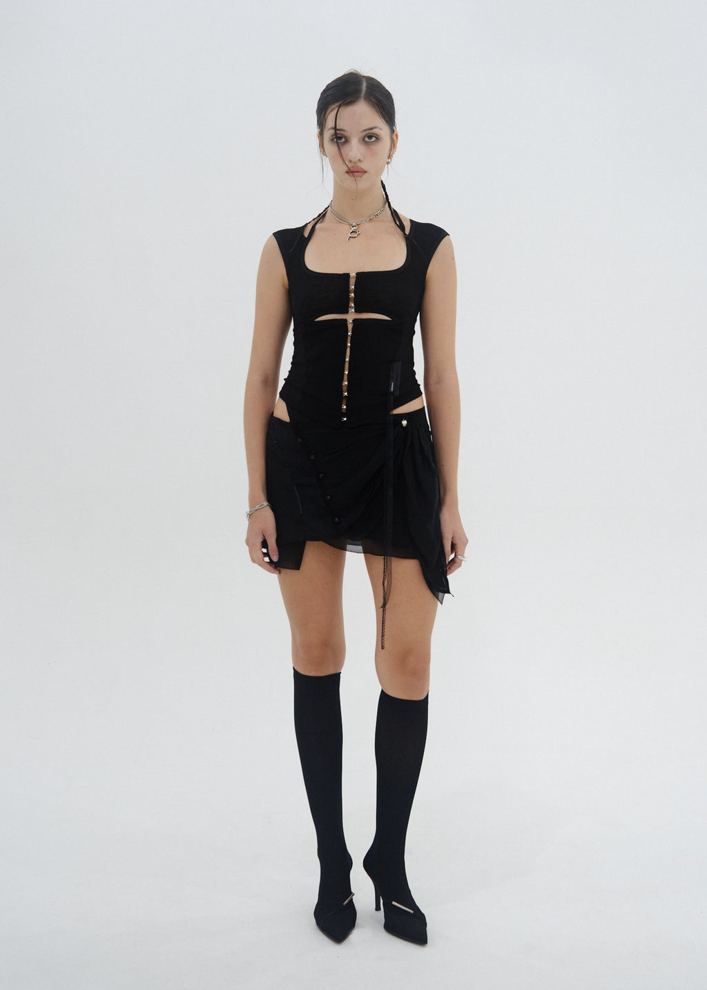 Hyein Seo - Layered Slash Top (Black) product image 2 | TRAB K-Fashion Australia