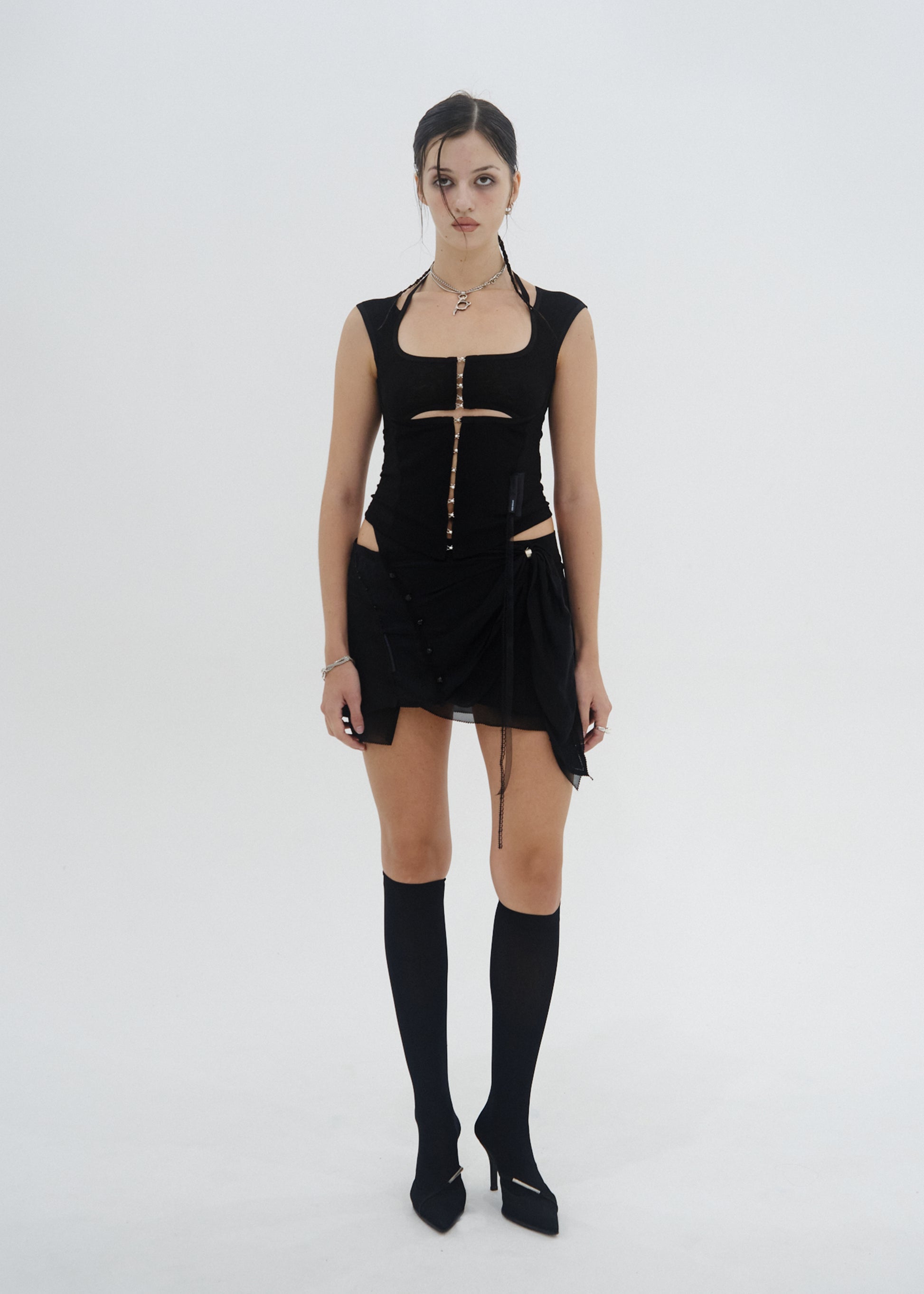 Hyein Seo - Layered Slash Top (Black) product image 2 | TRAB K-Fashion Australia