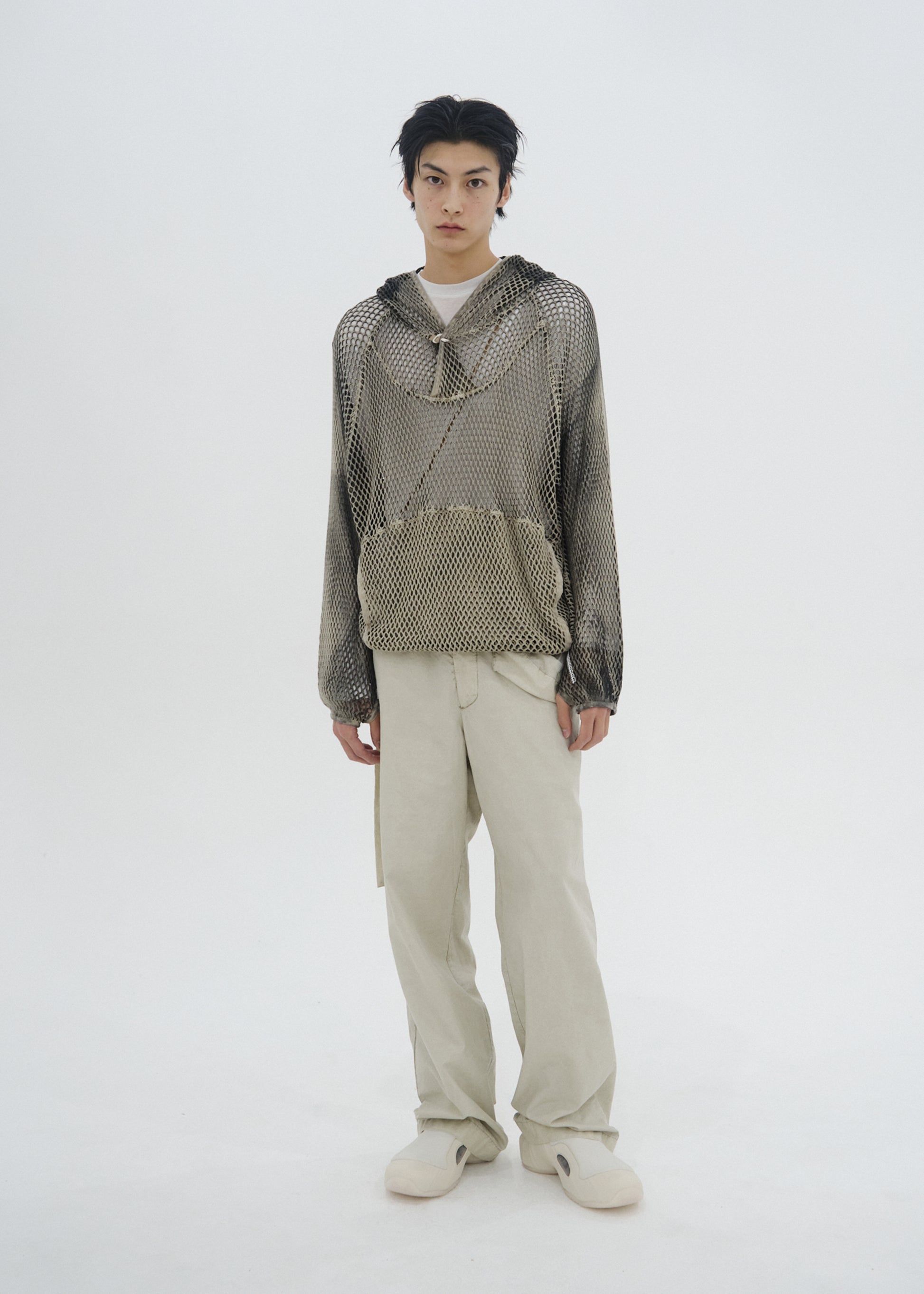 Hyein Seo - Spray-Dyed Mesh Hoodie (Stone Beige) product image 2 | TRAB K-Fashion Australia