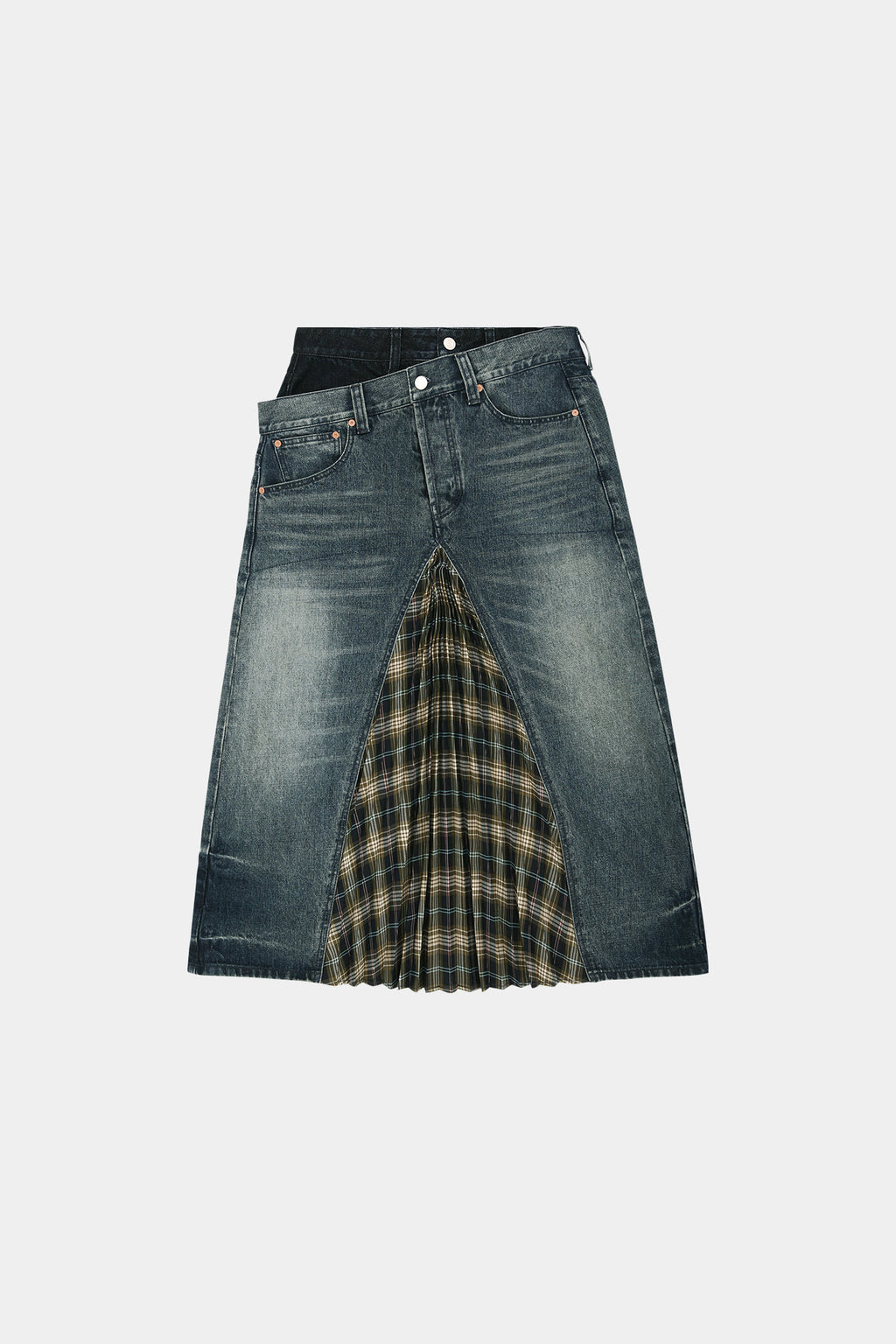 Andersson Bell - Pleats Combo Flipped Denim Skirt (Blue) product image 11 | TRAB K-Fashion Australia