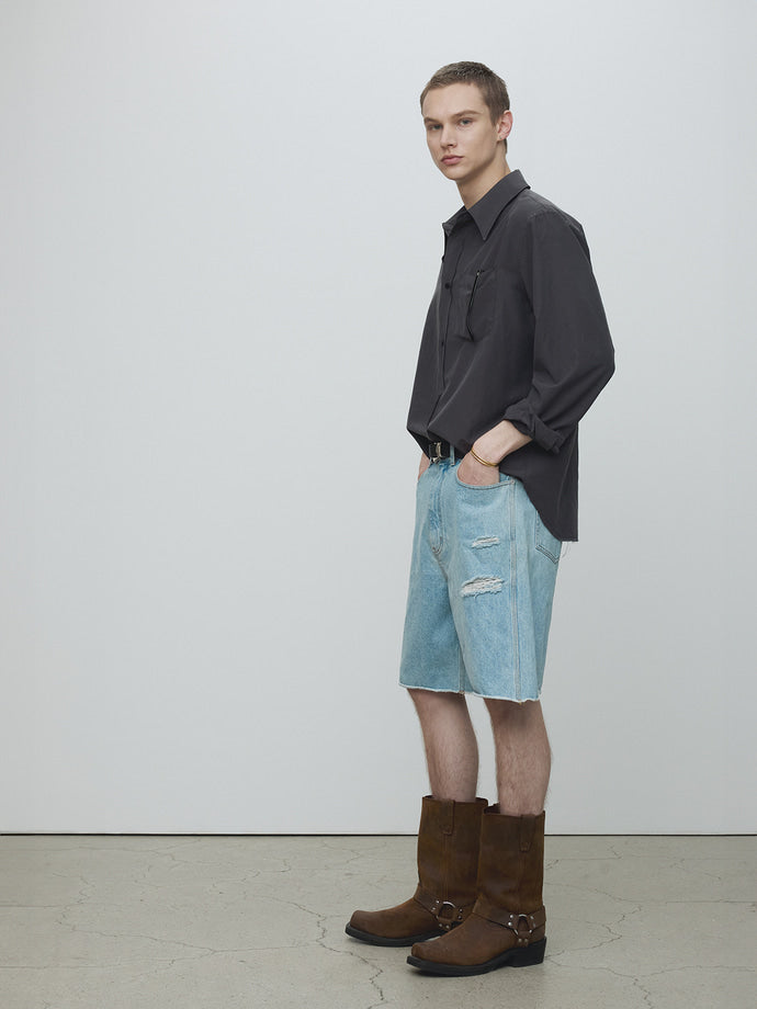 Tonywack - Silk Cotton Garment-Dyed Shirt (Faded Black) product image 3 | TRAB K-Fashion Australia