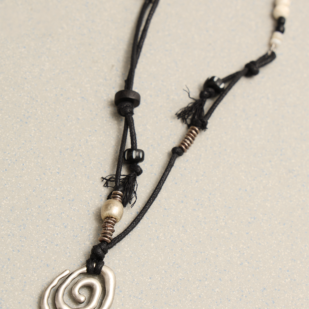 Towtow Archive - Spiral Mixed Beads Necklace (Black) product image 2 | TRAB K-Fashion Australia