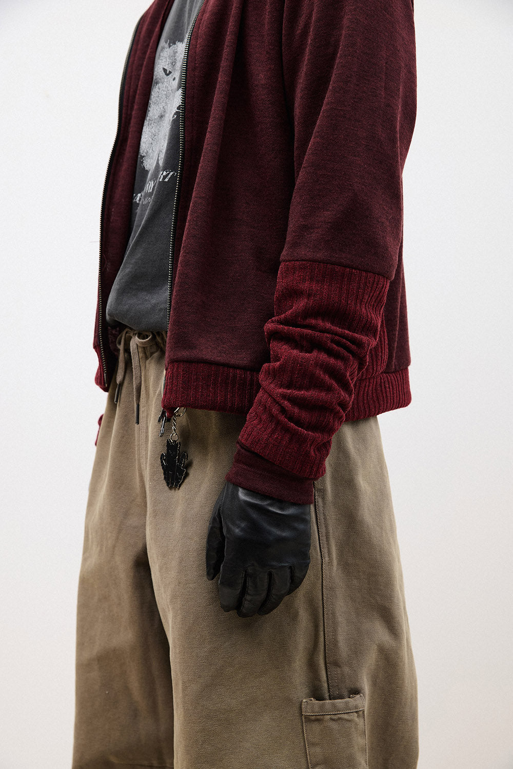 Hatchingroom - Double Sleeve Track Cardigan Dark (Red) product image 6 | TRAB K-Fashion Australia