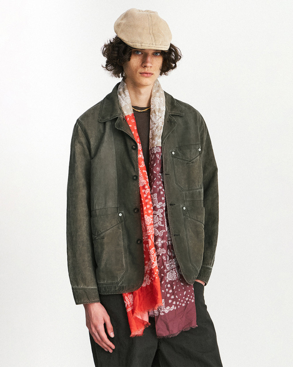 Eastlogue - Wanderer Chore Jacket (Olive Dyeing Linen) product image 2 | TRAB K-Fashion Australia