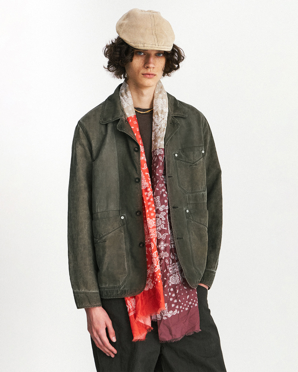 Eastlogue - Wanderer Chore Jacket (Olive Dyeing Linen) product image 2 | TRAB K-Fashion Australia
