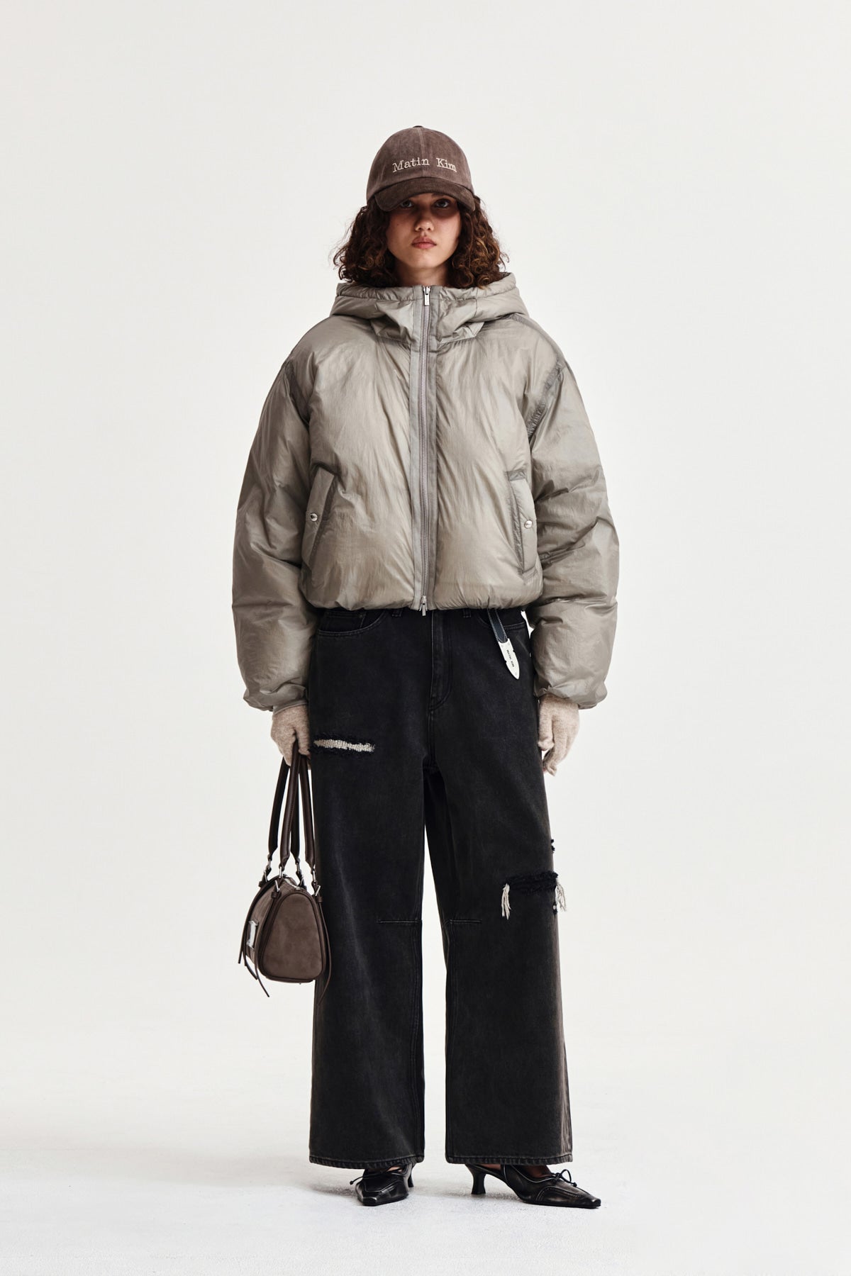 Matin Kim - Back Logo Hoody Short Down Jumper (Beige) product image 8 | TRAB K-Fashion Australia