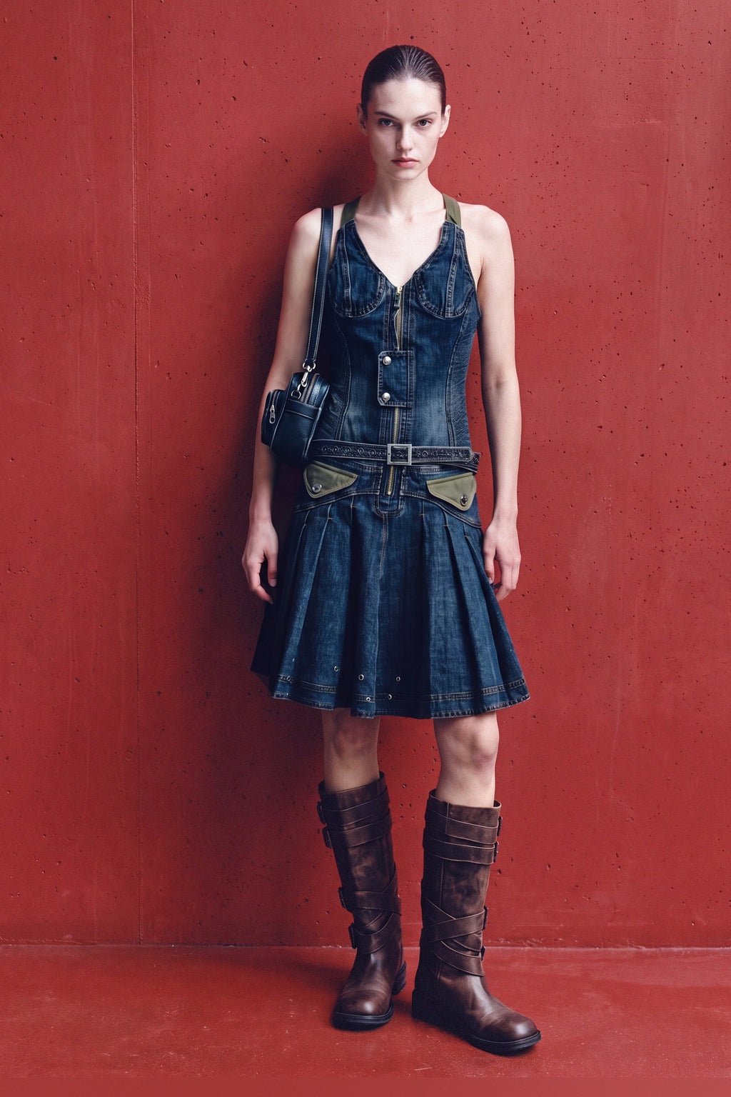 Andersson Bell - Military Ma-1 Harness Denim Dress (blue) (Blue) product image 1 | TRAB K-Fashion Australia