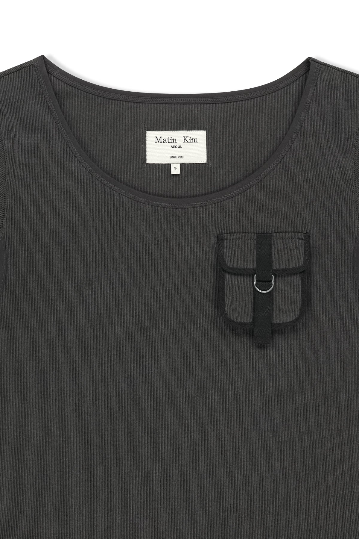 Matin Kim - Pocket Point Slim Fit Top (Charcoal) product image 3 | TRAB K-Fashion Australia