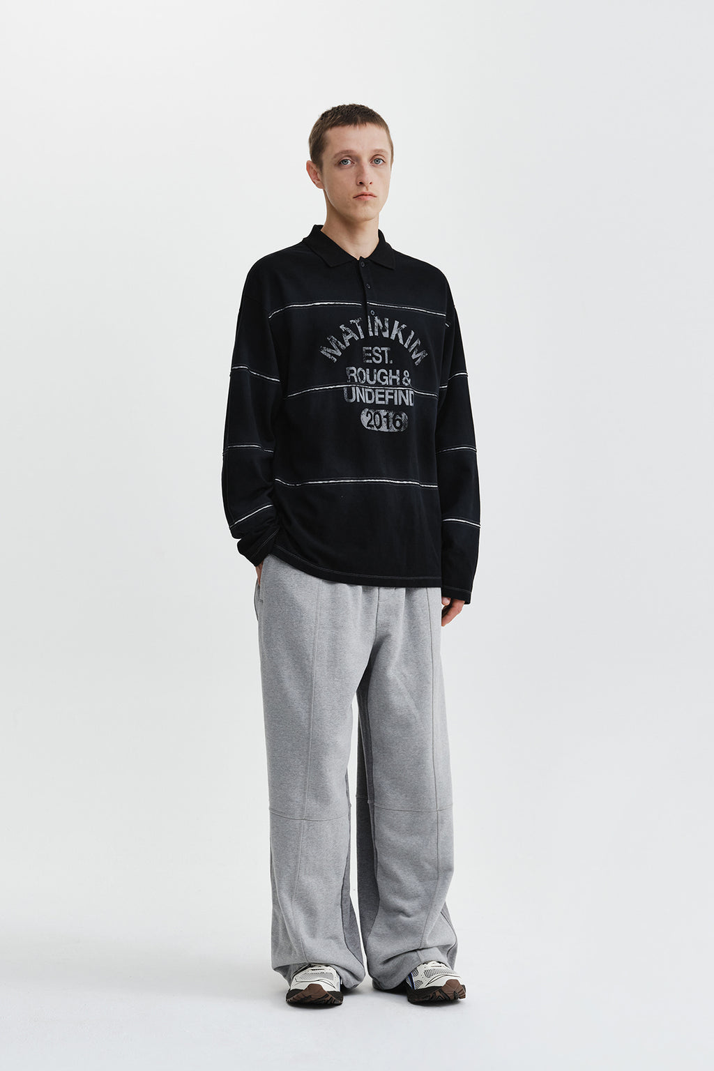 Matin Kim - Reveal Stripe Logo Collar Top (Black) product image 11 | TRAB K-Fashion Australia