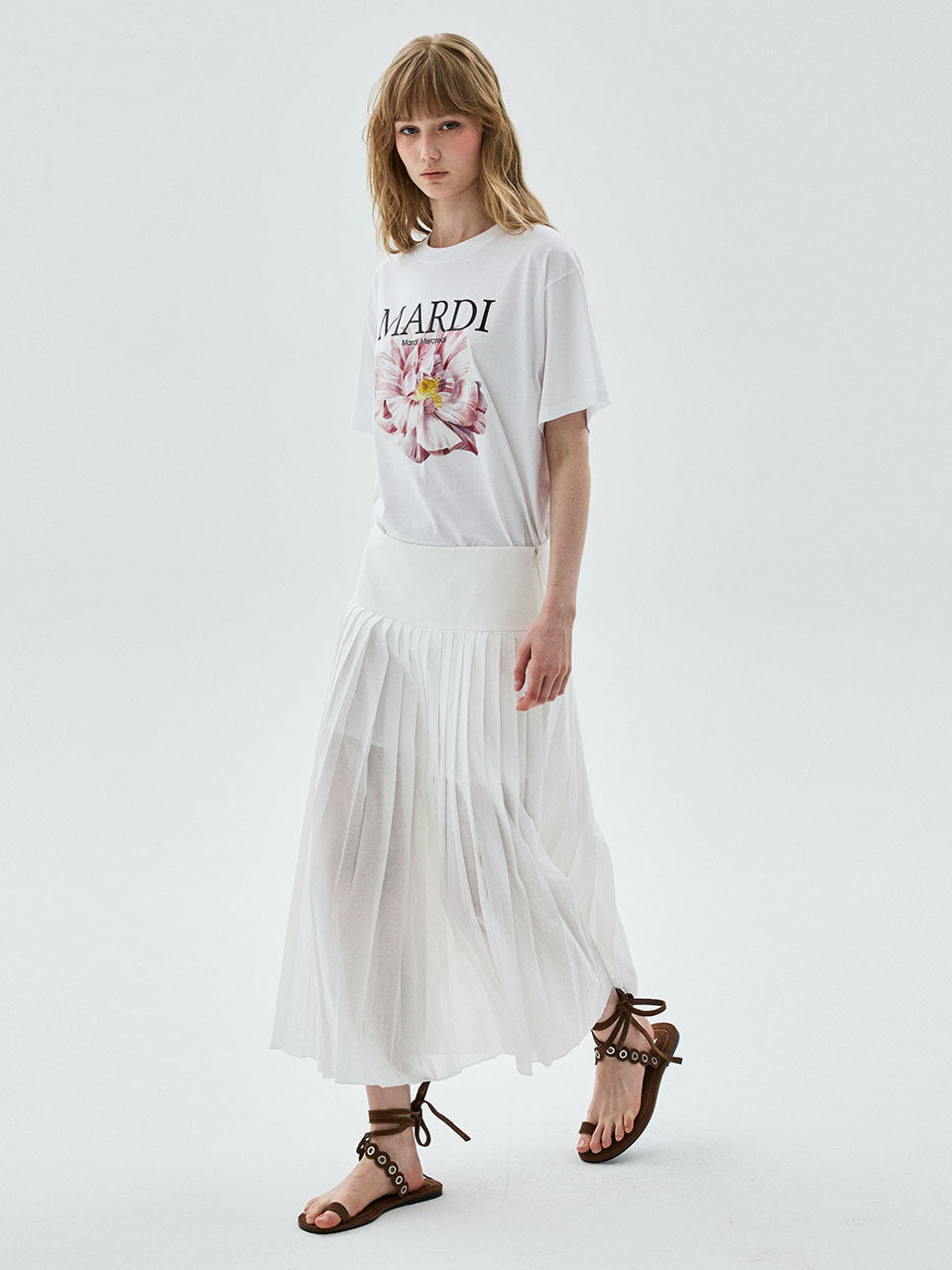 Mardi Mercredi - Sheer Cotton Pleated Skirt (White) product image 1 | TRAB K-Fashion Australia
