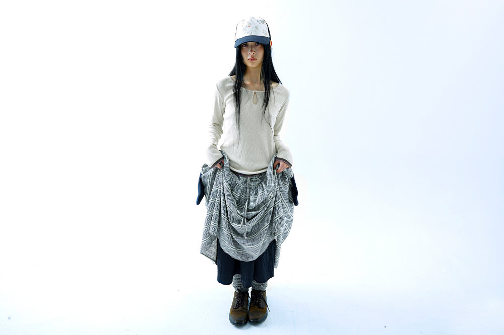 Coyseio - Wide Shirring Skirt (Navy) product image 7 | TRAB K-Fashion Australia