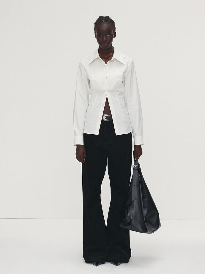 Tonywack - Velvet Denim Loose Flared Jeans (Black) product image 3 | TRAB K-Fashion Australia