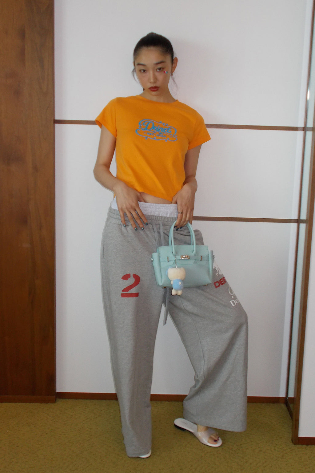 Deinet - Layered 2 Graphic Sweatpants (Melange Grey) product image 5 | TRAB K-Fashion Australia