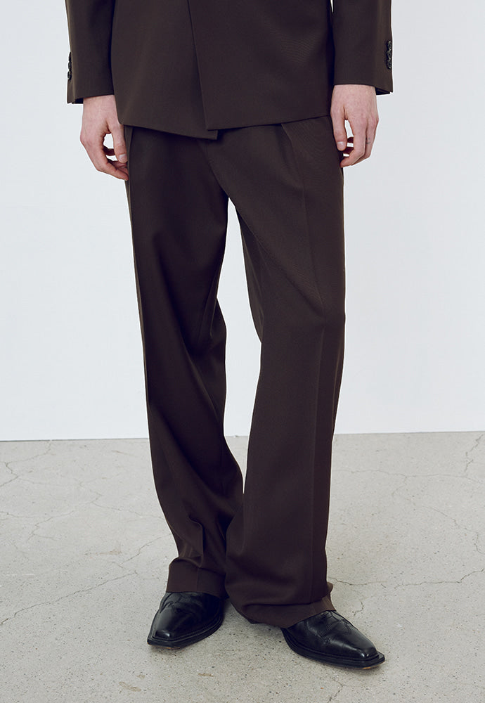 Tonywack - Wool Twill Pleated Wide Trousers (Brown) product image 1 | TRAB K-Fashion Australia