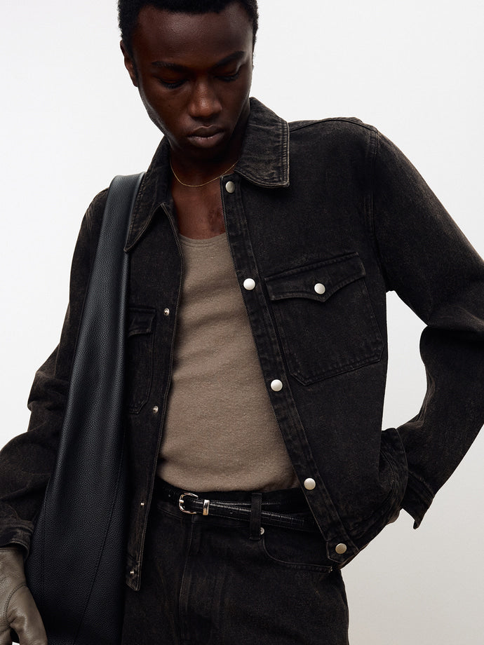 Tonywack - Double Pocket Burnt Denim Blouson (Burnt Brown) product image 1 | TRAB K-Fashion Australia
