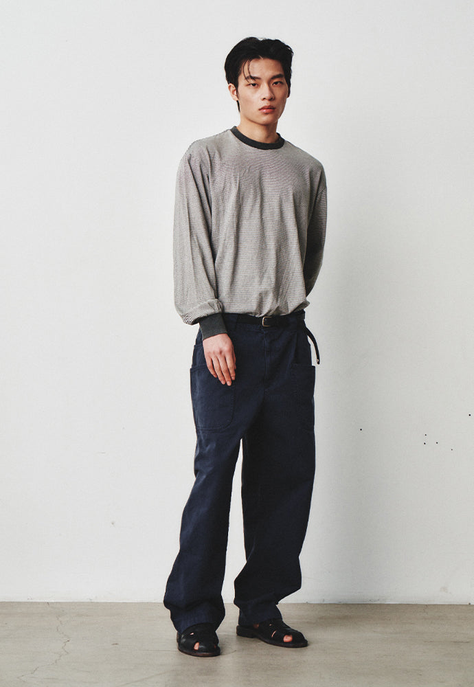 Art if acts - Washed Stripe Long Sleeve (Faded Charcoal) product image 4 | TRAB K-Fashion Australia