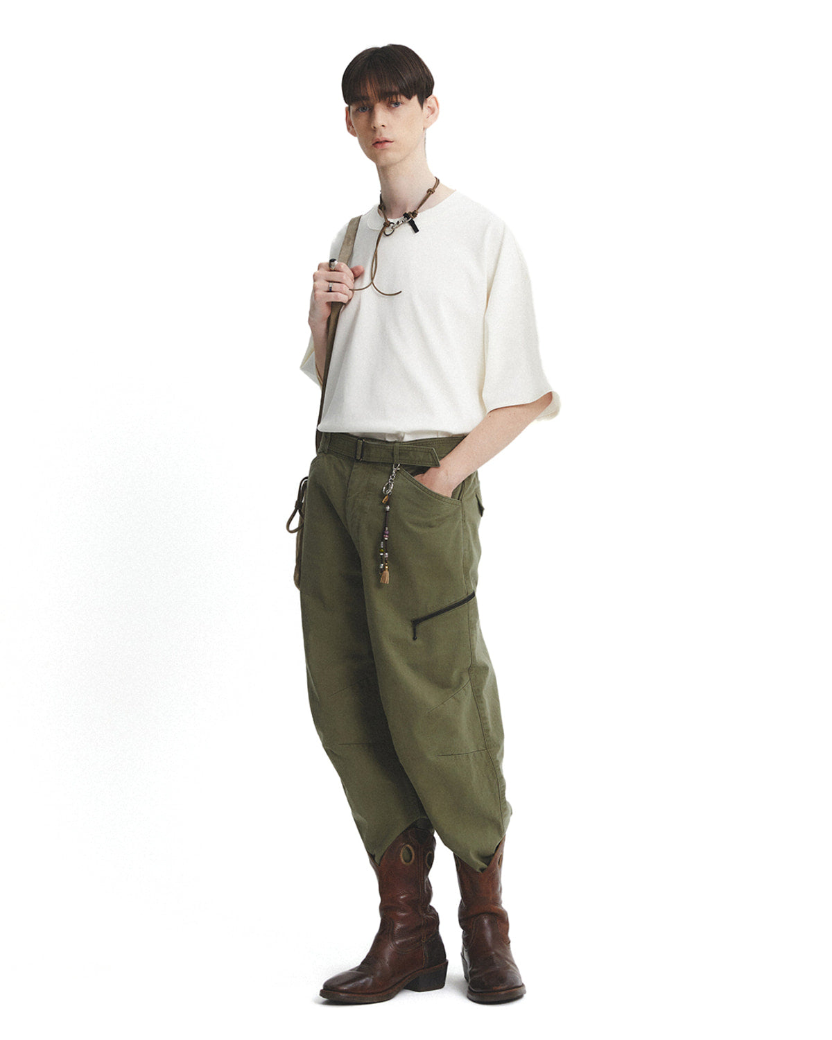 Eastlogue - Curve Knee Belted Pants (Olive) product image 4 | TRAB K-Fashion Australia