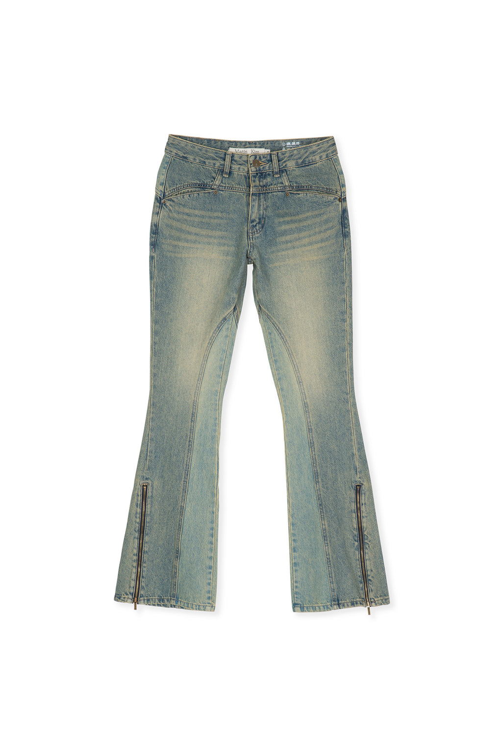 Matin Kim - Peaches Zipper Detail Boots Cut Denim Pants (Light Blue) product image 2 | TRAB K-Fashion Australia