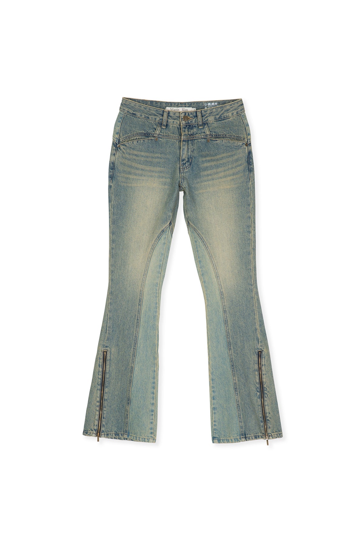 Matin Kim - Peaches Zipper Detail Boots Cut Denim Pants (Light Blue) product image 2 | TRAB K-Fashion Australia
