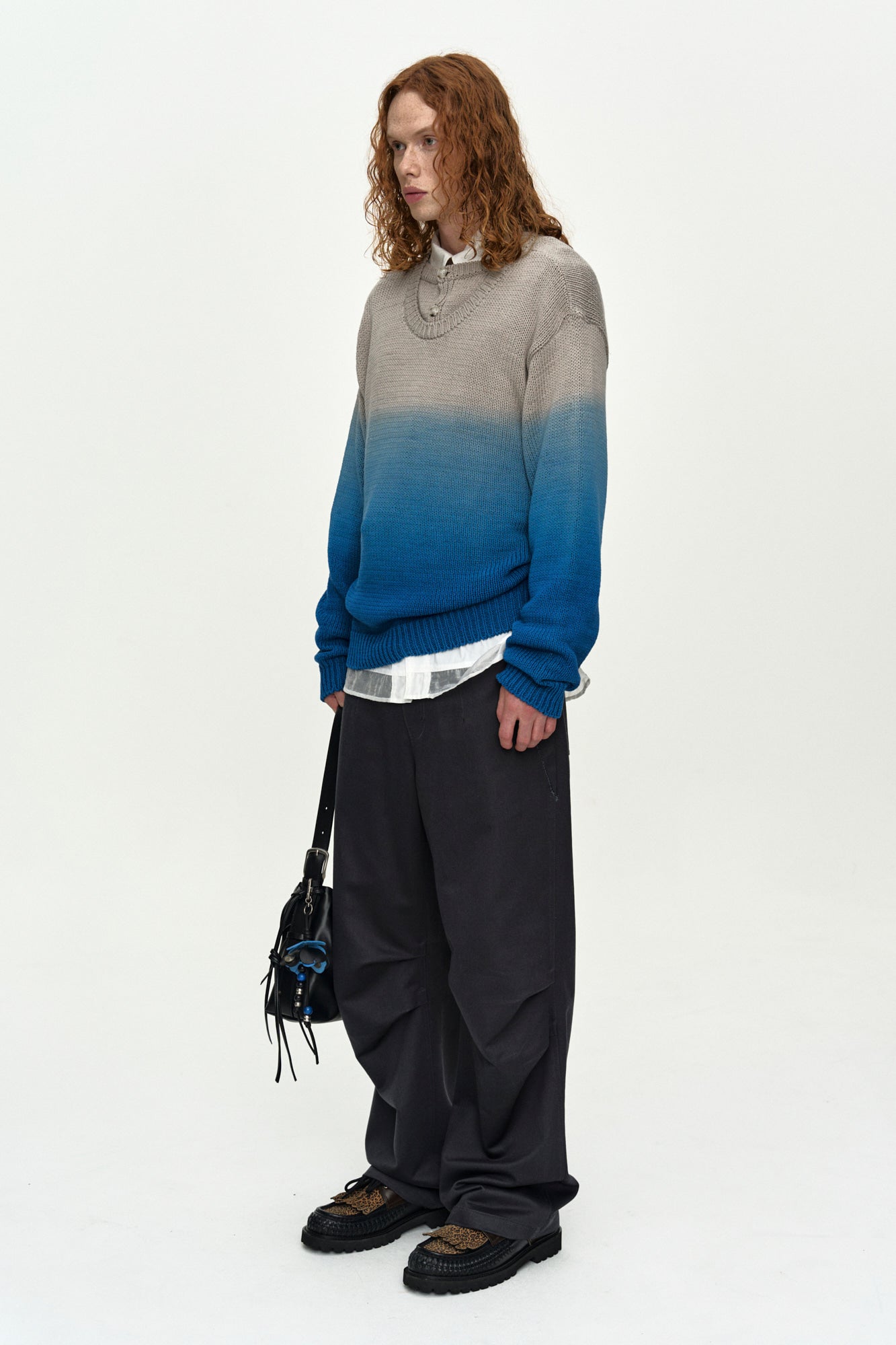 Andersson Bell - Gradient Henry-Neck Sweater (Beige/Blue) product image 2 | TRAB K-Fashion Australia